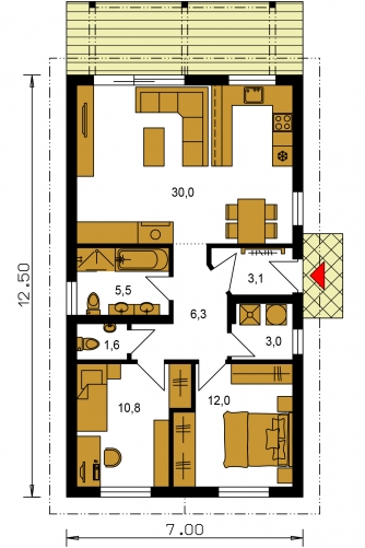 Grundriss des Erdgeschosses - BUNGALOW 226